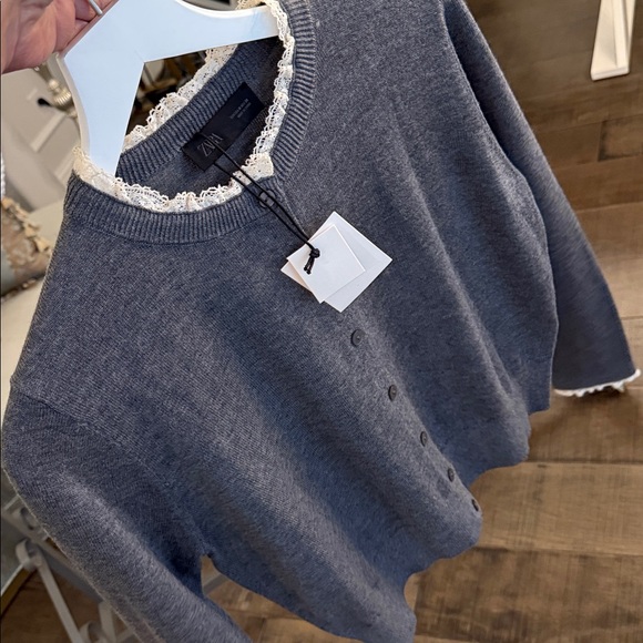 NWT ZARA LACE TRIM KNIT CARDIGAN SIZE M - Picture 15 of 15